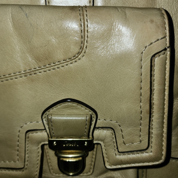 COACH GUC POPPY LEATHER NORTH/SOUTH PUSHLOCK LARGE TOTE BAG - Picture 3 of 16